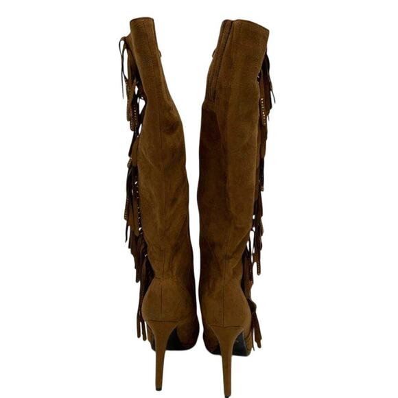 NEW Lady Couture Women's Brown Fringed Suede Knee Boots EURO 42/11 - Picture 4 of 6